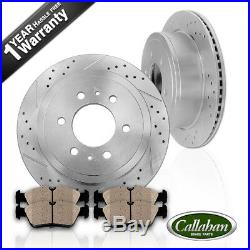 Rear Drill Slot Brake Rotors And Ceramic Pads For Ford F150 Lincoln Mark Lt