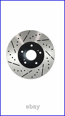 Rear Drill&Slot Brake Rotors Ceramic Pads Fit 12-16 Ford Flex withSolid Rotors